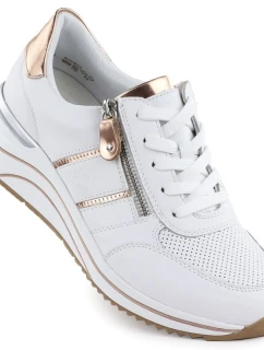 Dámské kožené tenisky na platformovém podpatku bílé Remonte Rieker D0T04-80
