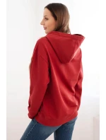 Dámská mikina s kapucí a klokankou z bavlny bordová