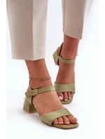 Dámské Sandály na Podpatku z Ekologického Semiše Zelené Leisha