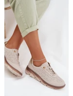 Kožené semišové dámské tenisky s otvory Sergio Leone SP-002 světle hnědé