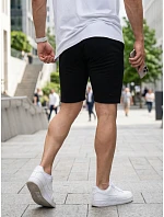 Pánské teplákové kraťasy se šňůrkou, černé, FashionStreet SX2625 Pánské teplákové kraťasy se šňůrkou, černé, FashionStreet SX2625