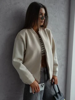 Béžová dámská zateplená mikina typu bomber (82158)