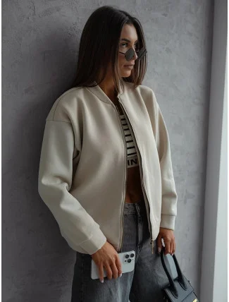 Béžová dámská zateplená mikina typu bomber (82158)
