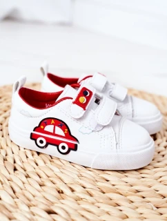 Dětské Tenisky Se Suchým Zipem Bíle-červené Taxi