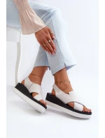 Zazoo 40256 Kožené Sandály Na Klinu Bílé