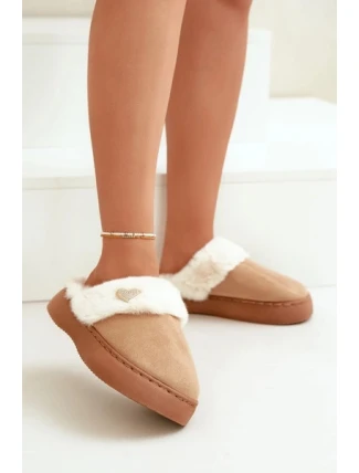 Dámské Pantofle S Kožíškem A Dekorativním Srdcem Hnědé Otielo