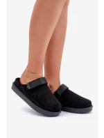 Zateplené dámské pantofle na platformě černé Neliel