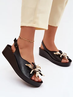 Kožené dámské sandály s ozdobou S.Barski KV61-6045 Černé