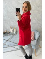 Červená tunika nadměrné velikosti s obálkovou přední částí