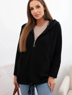 Dámská mikina s kapucí a šňůrkou dole černá