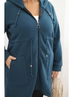 Dámská mikina zateplená Plus Size s kapucí a véčkovým výstřihem hnědá