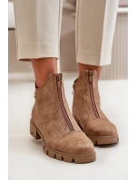 Zateplené dámské botky s odřením z eko kůže hnědo-zlaté Verietta Zateplené dámské botky s odřením z eko kůže hnědo-zlaté Verietta