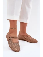 Baleríny S Pletením A Pásky Khaki Partheda Baleríny S Pletením A Pásky Khaki Partheda