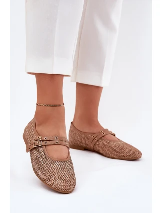 Baleríny S Pletením A Pásky Khaki Partheda Baleríny S Pletením A Pásky Khaki Partheda