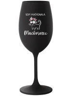 SOM MAČKONALÁ. MAČKOROŽEC - čierny pohár na víno 350 ml