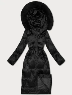 Černá dámská zimní bunda se stahováním v pase S'West (B8522-1)