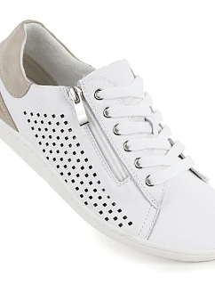 Dámské kožené barefoot ažurové bílé polobotky Gino Fabiani OL38-6