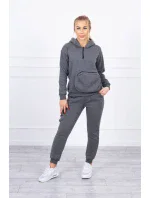 Zateplená souprava s ozdobnou kapsou grafitová melanž Zateplená souprava s ozdobnou kapsou grafitová melanž