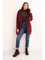 Dámská mikina s kapucí a zipem zahřátá bordová Dámská mikina s kapucí a zipem zahřátá bordová