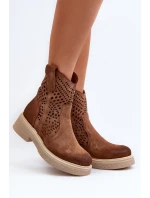 Zazoo 3470 Semišové Dámské Botky na Ploché Podrážce Průsvitné Hnědé