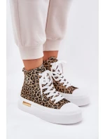 Vysoké Dámské Tenisky S Leopardským Vzorem Na Platformě Hnědé Laviriona