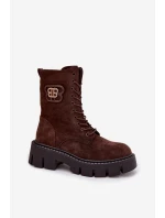 Dámské workery s ozdobným prvkem zateplené čokoládové Ilyane