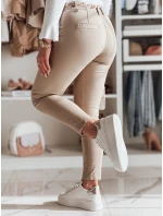 Dámské látkové chinos kalhoty s páskem ROSSALI tmavě béžové FashionStreet UY2536