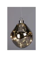 SKLENĚNÁ CETKA VEDLA KAPKA 10CM STŘÍBRNÁ