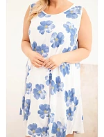 Dámské šaty Plus Size z viskózy s květinovým vzorem na ramínkách bílá