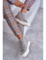 Dámské Tenisky Big Star Vysoké Zateplené Šedé EE274114