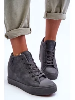 Dámské Kožené Tenisky Na Koturnu Big Star MM274005 Šedé