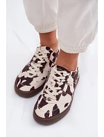 Dámské tenisky s nášivkami Big Star TT274369 Bílá-hnědé