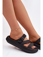 Pěnové dámské pantofle s pásky a sponou Big Star TT274A037 Černé