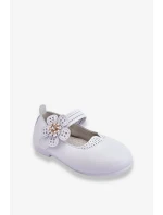 Dětské kožené baleríny s květem bíle Cobi Dětské kožené baleríny s květem bíle Cobi