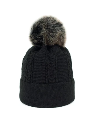 Dámská čepice s bambulí 17802-3 Černá - Art of polo