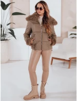 Dámská prošívaná krátká bunda s kožešinou FashionStreet camel TY5069