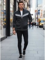 Pánský rozepínací svetr tmavě šedý FashionStreet WX2260z