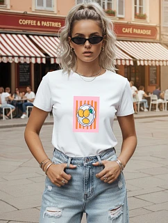 Dámské bavlněné tričko s potiskem citronů, bílé, FashionStreet NX8040RY