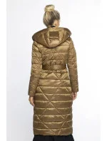 Zlatohnědý dámský prošívaný kabát s kapucí (AG1-J9069)