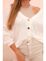 Dámský svetr s výstřihem do V a knoflíky ecru Dámský svetr s výstřihem do V a knoflíky ecru