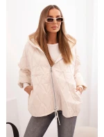 Dámská prošívaná bunda s kapucí světle béžová
