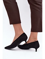 Černé semišové lodičky s kitten heel Nuretta