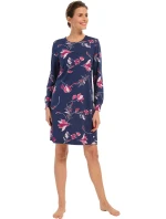 Dámská noční košile 10232-100-2 tm. modrá se vzorem - Pastunette Dámská noční košile 10232-100-2 tm. modrá se vzorem - Pastunette