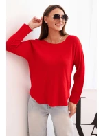 Svetr dámský z viskózy s dlouhým rukávem a kulatým výstřihem červený Svetr dámský z viskózy s dlouhým rukávem a kulatým výstřihem červený