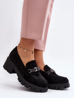 Mokasíny na masivním podpatku černé Eriella