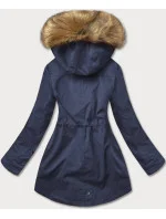 Tmavě modro-béžová dámská zimní bunda parka (m-21356) Tmavě modro-béžová dámská zimní bunda parka (m-21356)