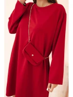 Dámská viskózová sukýnka Plus Size s kabelkou na řetízku červená