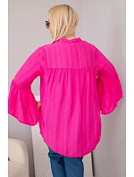 Dámská viskózová halenka Plus Size s volánovým rukávem a výstřihem do V fuchsie Dámská viskózová halenka Plus Size s volánovým rukávem a výstřihem do V fuchsie