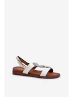 Dámské Ploché Sandály S Ozdobami Sergio Leone SK072H Bílé