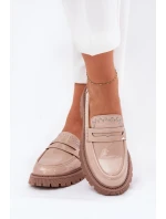 Dámské Lakované Mokasíny Se Zdobením Béžové Nallae